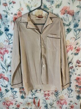 Vintage Nightshirt Shirt in Beige with Contrast Trim